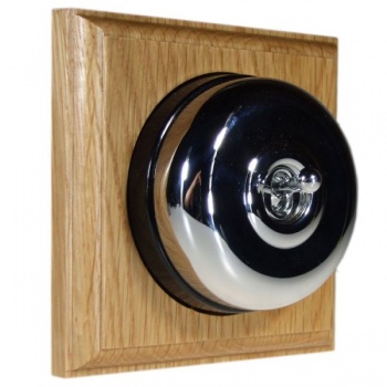 1 Gang 2 Way Light Oak, Polished Chrome Dome Period Switch